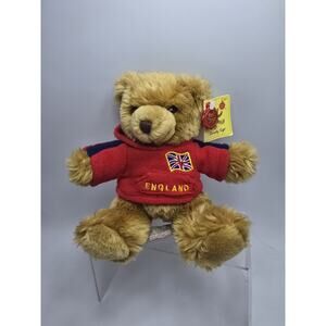 UK Keel Toys Teddy Bear in Red Hoodie England Flag Simply Soft Collection Tags